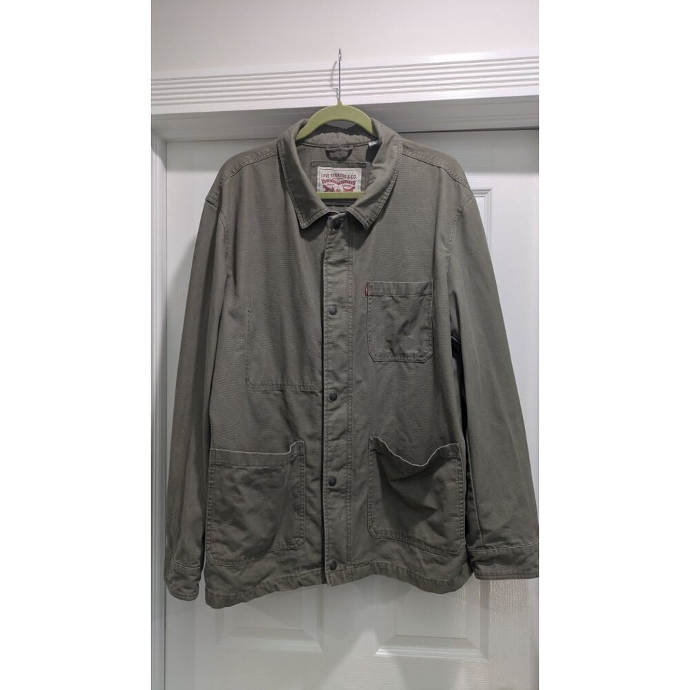 Levi Strauss Mens XXL Khaki Green Cotton Jacket Canvas Workwear Utility Barn‎